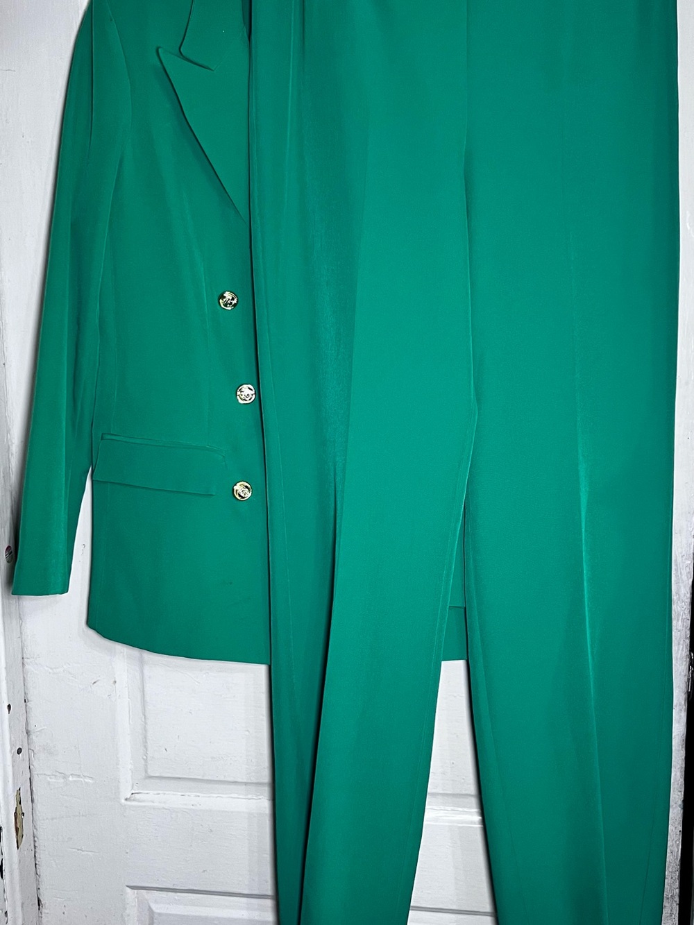 Women’s Green Two-Piece Suit with Gold Buttons